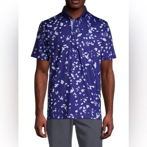 Greyson Men Blue Wolf Forest
 Button Golf Polo Performance Shirt Size L (EUC)